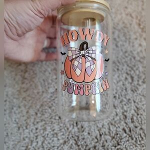 Howdy Pumpkin Fall Halloween Glass Tumbler